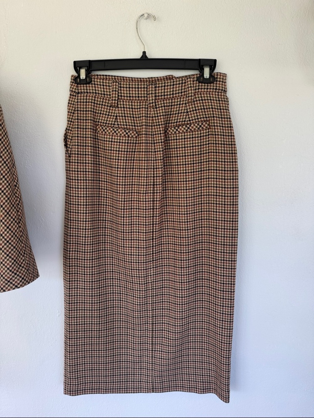 CAbi brown green houndstooth plaid print matching skirt and blazer set small - Picture 10 of 14